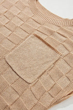 Load image into Gallery viewer, Smoke Gray Lattice Textured Knit Short Sleeve Sweater - Fashion Queen - 10