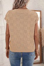 Load image into Gallery viewer, Smoke Gray Lattice Textured Knit Short Sleeve Sweater - Fashion Queen - 2