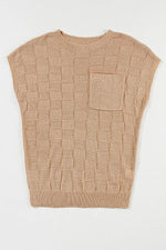 Load image into Gallery viewer, Smoke Gray Lattice Textured Knit Short Sleeve Sweater - Fashion Queen - 7