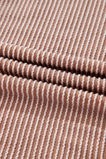 Load image into Gallery viewer, Smoke Gray Ribbed Striped Crew Neck Plus Size Knit T Shirt - Fashion Queen - 5