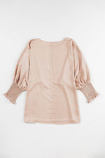 Load image into Gallery viewer, Smoke Gray Shirred Dolman Sleeve Satin Blouse - Fashion Queen - 8