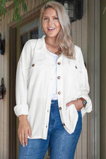 Load image into Gallery viewer, Smoke Gray Solid Corded Drop Shoulder Plus Size Shacket - Fashion Queen - 12