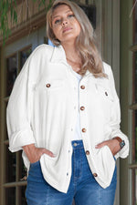 Load image into Gallery viewer, Smoke Gray Solid Corded Drop Shoulder Plus Size Shacket - Fashion Queen - 13