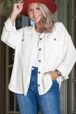 Load image into Gallery viewer, Smoke Gray Solid Corded Drop Shoulder Plus Size Shacket - Fashion Queen - 4