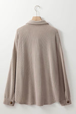 Load image into Gallery viewer, Smoke Gray Solid Corded Drop Shoulder Plus Size Shacket - Fashion Queen - 7