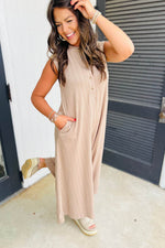 Load image into Gallery viewer, Smoke Gray Textured Buttoned Wide Leg Sleeveless Jumpsuit - Fashion Queen - 3