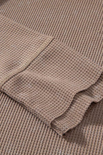 Load image into Gallery viewer, Smoke Green Acid Wash Waffle Knit Buttoned Neckline Long Sleeve Top - Fashion Queen - 17