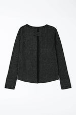 Load image into Gallery viewer, Smoke Green Acid Wash Waffle Knit Buttoned Neckline Long Sleeve Top - Fashion Queen - 21