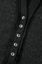 Load image into Gallery viewer, Smoke Green Acid Wash Waffle Knit Buttoned Neckline Long Sleeve Top - Fashion Queen - 24