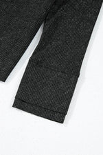 Load image into Gallery viewer, Smoke Green Acid Wash Waffle Knit Buttoned Neckline Long Sleeve Top - Fashion Queen - 26