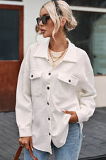 Load image into Gallery viewer, Solid Textured Flap Pocket Buttoned Shacket - Fashion Queen - 10