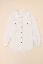 Load image into Gallery viewer, Solid Textured Flap Pocket Buttoned Shacket - Fashion Queen - 11