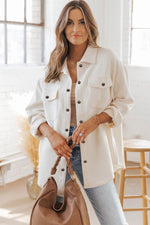 Load image into Gallery viewer, Solid Textured Flap Pocket Buttoned Shacket - Fashion Queen - 3