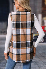 Load image into Gallery viewer, Straw Yellow Retro Plaid Button up Collared Vest - Fashion Queen -  2