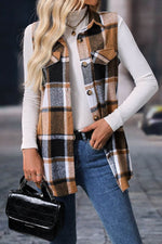 Load image into Gallery viewer, Straw Yellow Retro Plaid Button up Collared Vest - Fashion Queen -  4