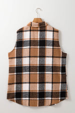 Load image into Gallery viewer, Straw Yellow Retro Plaid Button up Collared Vest - Fashion Queen -  6