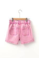 Load image into Gallery viewer, Strawberry Pink Elastic High Waisted Denim Shorts - Fashion Queen - 4