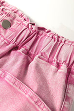 Load image into Gallery viewer, Strawberry Pink Elastic High Waisted Denim Shorts - Fashion Queen - 6