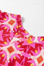 Load image into Gallery viewer, Strawberry Pink Geo Print V-neck Maxi Dress - Fashion Queen - 9