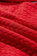 Load image into Gallery viewer, Tomato Red Cable Textured Quarter Zip Pocketed Plus Size Pullover - Fashion Queen - 13