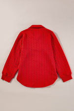 Load image into Gallery viewer, Tomato Red Cable Textured Quarter Zip Pocketed Plus Size Pullover - Fashion Queen - 7