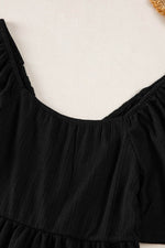 Load image into Gallery viewer, Tomato Red Shirred V Neck Short Flutter Sleeve Textured Blouse - Fashion Queen - 27