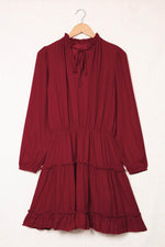 Load image into Gallery viewer, V Neck Long Sleeve Ruffle Tiered Mini Dress - Fashion Queen - 13