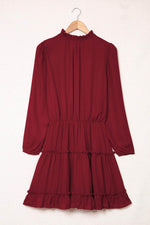 Load image into Gallery viewer, V Neck Long Sleeve Ruffle Tiered Mini Dress - Fashion Queen - 14