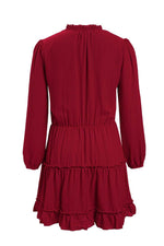 Load image into Gallery viewer, V Neck Long Sleeve Ruffle Tiered Mini Dress - Fashion Queen - 23