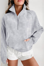 Load image into Gallery viewer, Valerian Quarter Zip Stand Neck Kangaroo Pocket Sweatshirt - Fashion Queen - 4