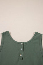 Load image into Gallery viewer, Vineyard Green Buttoned Drawstring Waist Sleeveless Wide Leg Jumpsuit - Fashion Queen - 17