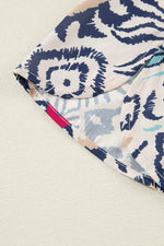 Load image into Gallery viewer, White Abstract Printed Notched V Neck Split Half Sleeve Blouse - Fashion Queen - 7