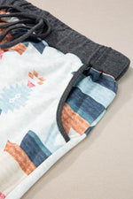 Load image into Gallery viewer, White Aztec Print Drawstring Waist Casual Shorts - Fashion Queen -  11