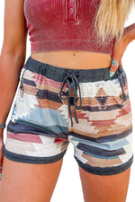 Load image into Gallery viewer, White Aztec Print Drawstring Waist Casual Shorts - Fashion Queen -  12