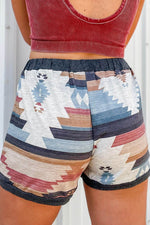 Load image into Gallery viewer, White Aztec Print Drawstring Waist Casual Shorts - Fashion Queen -  2