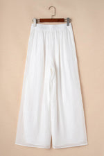 Load image into Gallery viewer, White Casual Tie Waist Pleated Wide Leg Pants - Fashion Queen - 15