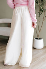 Load image into Gallery viewer, White Casual Tie Waist Pleated Wide Leg Pants - Fashion Queen - 2