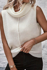Load image into Gallery viewer, White Central Seam Cowl Neck Sweater Vest - Fashion Queen - 1
