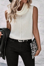 Load image into Gallery viewer, White Central Seam Cowl Neck Sweater Vest - Fashion Queen - 3