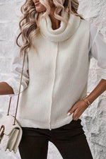 Load image into Gallery viewer, White Central Seam Cowl Neck Sweater Vest - Fashion Queen - 7