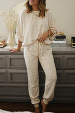 Load image into Gallery viewer, White Cheetah Print Two Piece Loose Fit Cozy Loungewear - Fashion Queen - 1