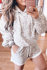Load image into Gallery viewer, White Classic Leopard Hoodie and Shorts Set - Fashion Queen - 1