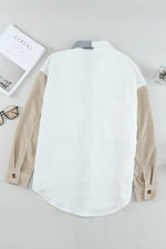 Load image into Gallery viewer, White Color Block Button Shirt with Pocket - Fashion Queen - 4