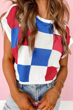 Load image into Gallery viewer, White Color Block Cap Sleeve Sweater - Fashion Queen - 16