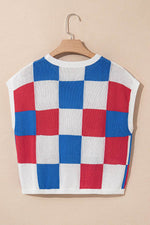 Load image into Gallery viewer, White Color Block Cap Sleeve Sweater - Fashion Queen - 18