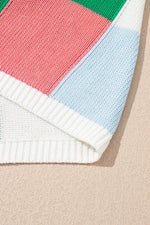 Load image into Gallery viewer, White Color Block Cap Sleeve Sweater - Fashion Queen - 26