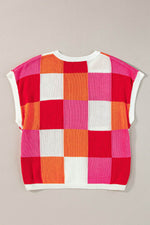 Load image into Gallery viewer, White Color Block Cap Sleeve Sweater - Fashion Queen - 30