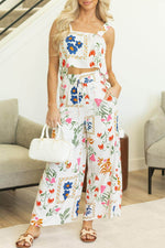 Load image into Gallery viewer, White Colorful Printed Square Neck Tank and Wide Leg Pants Set - Fashion Queen - 7