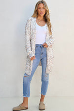 Load image into Gallery viewer, White Confetti Rib Knit Long Sleeve Cardigan - Fashion Queen - 11