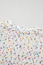 Load image into Gallery viewer, White Confetti Rib Knit Long Sleeve Cardigan - Fashion Queen - 17